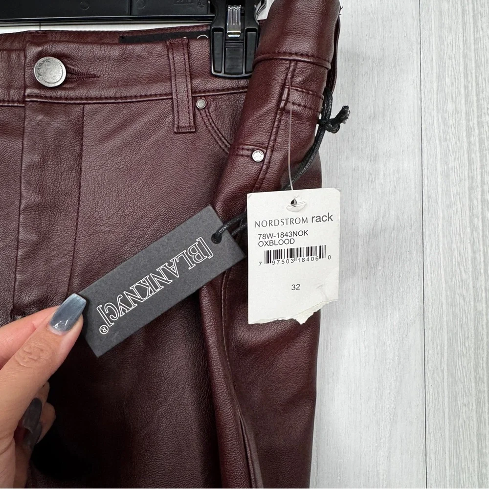 Blank NYC Faux Leather Skinny Pants Oxblood - Picture 3 of 9